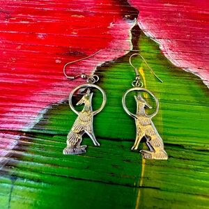 Silver Howling Wolf Earrings
